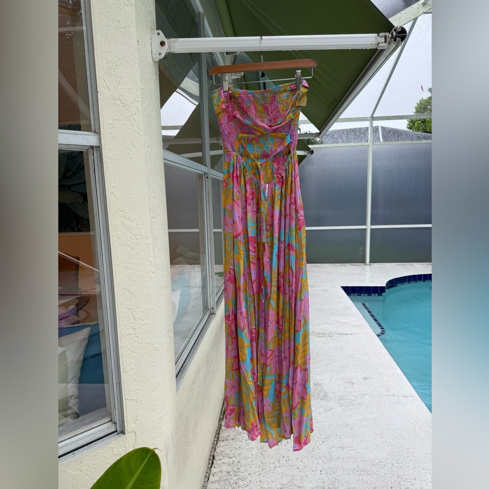 Tiare Hawaii Strapless Dress in Pink and Yellow Floral - Picture 5 of 6